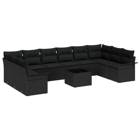 vidaXL Set di divani da giardino , 11 pezzi, beige, in rattan sintetico.