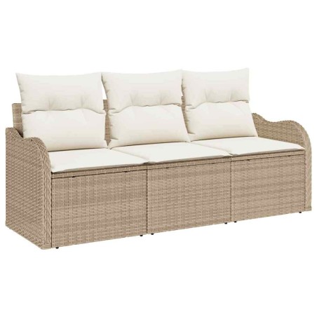 vidaXL Set da Giardino 3 Pezzi con Cuscini Beige in Polyrattan