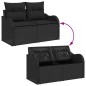 vidaXL Set di divani da giardino con 3 pezzi e cuscini neri in rattan