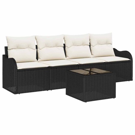 vidaXL Set giardino 5 pezzi con cuscini in rattan sintetico nero