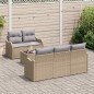 vidaXL Set di divani da giardino a 6 pezzi con cuscini beige in rattan sintetico. vidaXL Set di divani da giardino a 6 pezzi con cuscini beige in rattan sintetico.