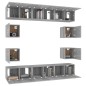 Set Mobili Porta TV 10 pz Grigio Sonoma in Legno Multistrato Set Mobili Porta TV 10 pz Grigio Sonoma in Legno Multistrato