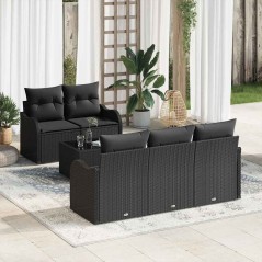 vidaXL Set di divani da giardino 6 pezzi con cuscini in rattan nero