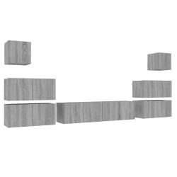 Set Mobili Porta TV 8pz Grigio Sonoma in Legno Multistrato