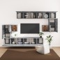 Set Mobili Porta TV 10 pz Grigio Sonoma in Legno Multistrato Set Mobili Porta TV 10 pz Grigio Sonoma in Legno Multistrato