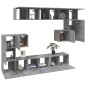 Set Mobili Porta TV 10 pz Grigio Sonoma in Legno Multistrato Set Mobili Porta TV 10 pz Grigio Sonoma in Legno Multistrato