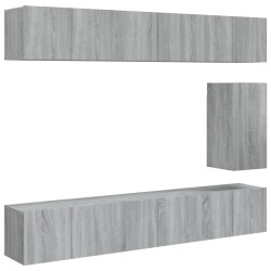 Set di Mobili Porta TV 7 pz Grigio Sonoma in Legno Multistrato