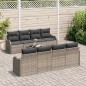 vidaXL Set da Giardino 9 Pezzi con Cuscini in Polyrattan Grigio vidaXL Set da Giardino 9 Pezzi con Cuscini in Polyrattan Grigio