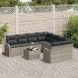 vidaXL Set di divani da giardino 9 pezzi con cuscini grigio chiaro in polirattan