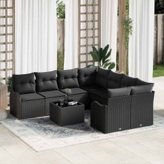 vidaXL Set di divani da giardino 9 pezzi con cuscini in rattan bianco