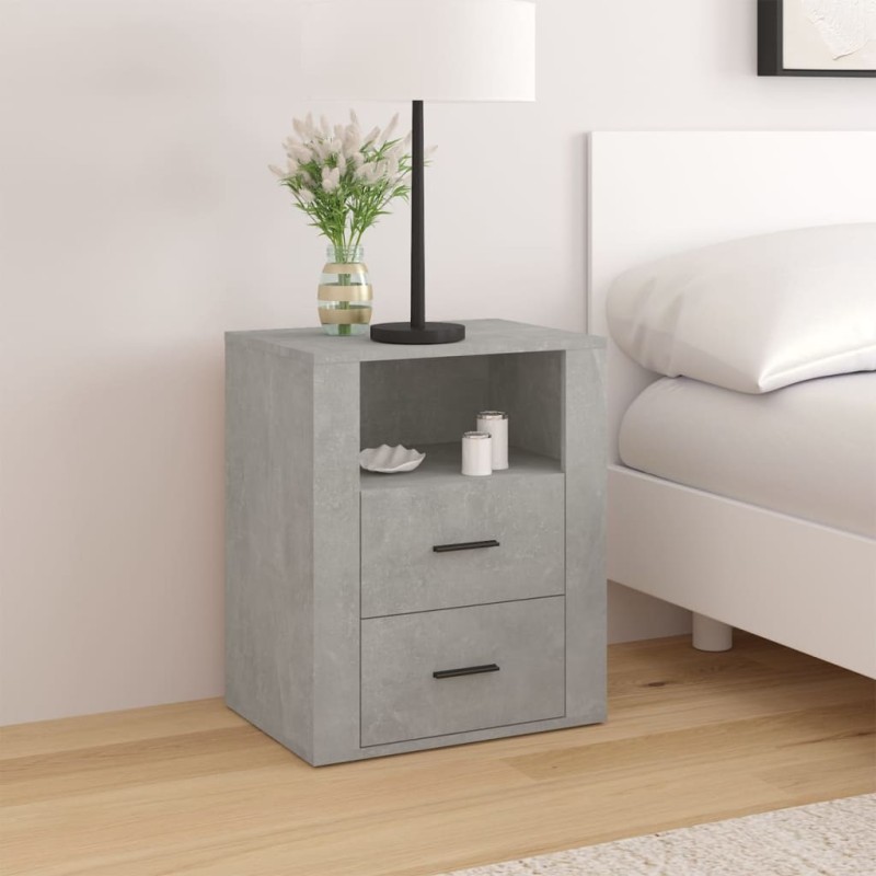 Comodino Grigio Cemento 50x36x60 cm in Legno Multistrato Comodino Grigio Cemento 50x36x60 cm in Legno Multistrato