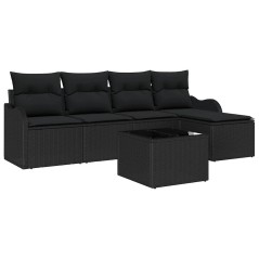 vidaXL Set da giardino in 6 pezzi, divano con cuscini beige in rattan sintetico.