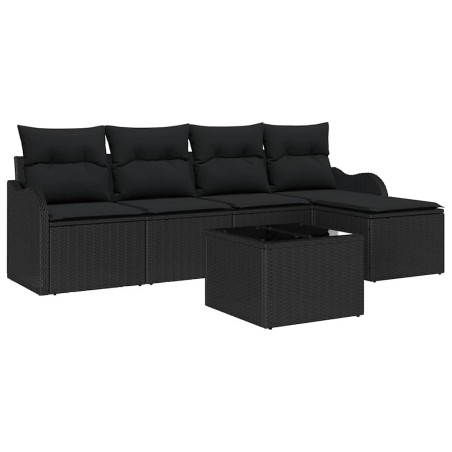 vidaXL Set da giardino in 6 pezzi, divano con cuscini beige in rattan sintetico.