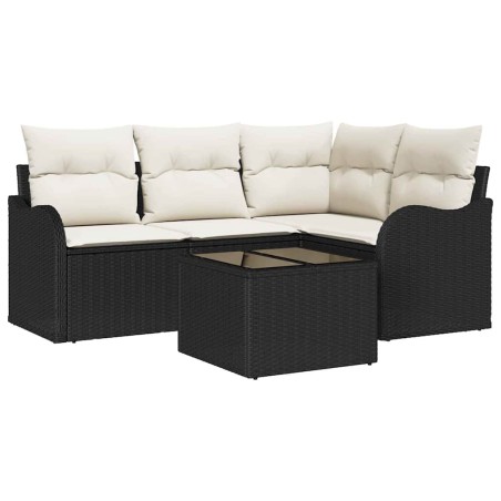 vidaXL Set di divani da giardino in rattan sintetico marrone, 4 pezzi con cuscini.