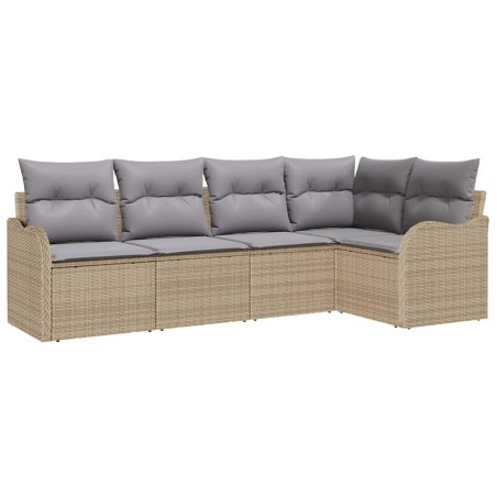 vidaXL Set di Divani da Giardino 5 Pezzi con Cuscini in Rattan Sintetico Beige