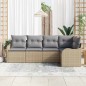vidaXL Set di Divani da Giardino 5 Pezzi con Cuscini in Rattan Sintetico Beige vidaXL Set di Divani da Giardino 5 Pezzi con Cuscini in Rattan Sintetico Beige