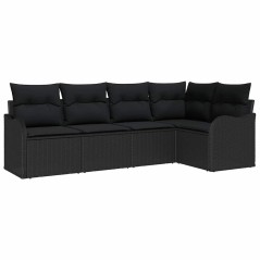 vidaXL Set di Divani da Giardino in Rattan Sintetico Nero della , 5 Pezzi