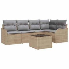 vidaXL Set di divani da giardino da 6 pezzi con cuscini in rattan nero.