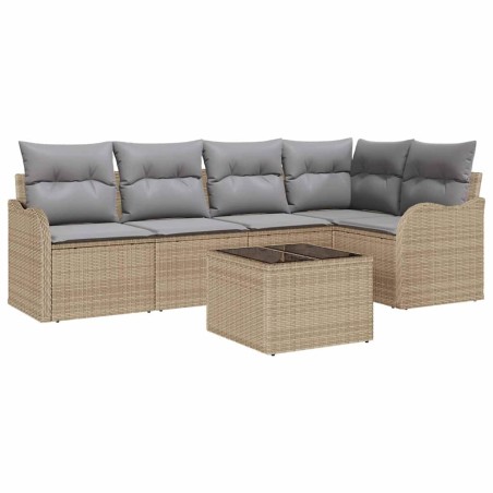 vidaXL Set di divani da giardino da 6 pezzi con cuscini in rattan nero.