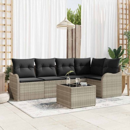 vidaXL Set da Giardino in 6 Pezzi con Cuscini Grigi in Rattan
