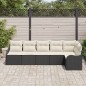 vidaXL Set di Divani da Giardino 6 Pezzi con Cuscini Neri in Polirattan vidaXL Set di Divani da Giardino 6 Pezzi con Cuscini Neri in Polirattan