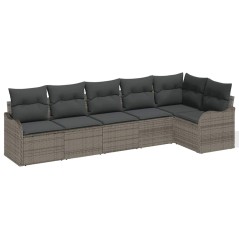 vidaXL Set di divani per il giardino in 6 pezzi con cuscini grigi in rattan sintetico.