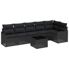 vidaXL Set di Divani da Giardino in 7 Pezzi con Cuscini Beige in Rattan Sintetico.