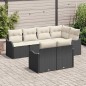 vidaXL Set di divani da giardino 7 pezzi con cuscini neri in polyrattan vidaXL Set di divani da giardino 7 pezzi con cuscini neri in polyrattan