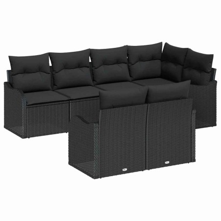 vidaXL Set di divani da giardino 7 pezzi con cuscini in rattan sintetico nero