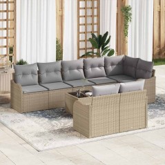 vidaXL Set di divani da giardino a 9 pezzi con cuscini neri in polirattan