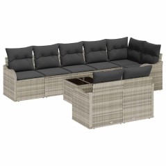 vidaXL Set Divano Giardino da 9 Pezzi con Cuscini Grigi in Rattan
