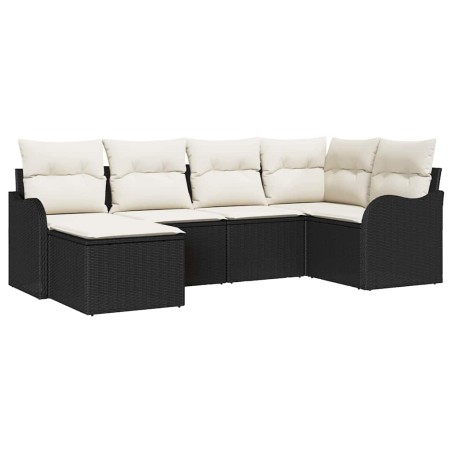vidaXL Set di divani da giardino di 6 pezzi con cuscini neri in rattan sintetico