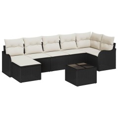 vidaXL Set di divani da giardino vitaXL 7 pezzi con cuscini in polirattan marrone