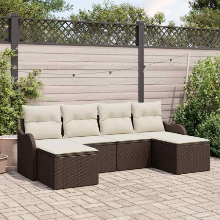 vidaXL Set Divano da Giardino 6 Pezzi con Cuscini in Rattan Polietilene Marrone