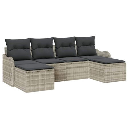 vidaXL Set di divani da giardino 6 pezzi con cuscini in rattan sintetico grigio chiaro