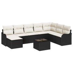 vidaXL Set Divano da Giardino 8 Pezzi con Cuscini in Rattan Sintetico Marrone.