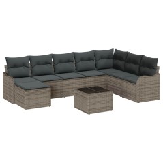 vidaXL Set di Divani da Giardino 8 Pezzi con Cuscini Neri in Rattan