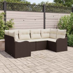 vidaXL Set da Giardino in Rattan Marrone a 6 Pezzi di con Cuscini