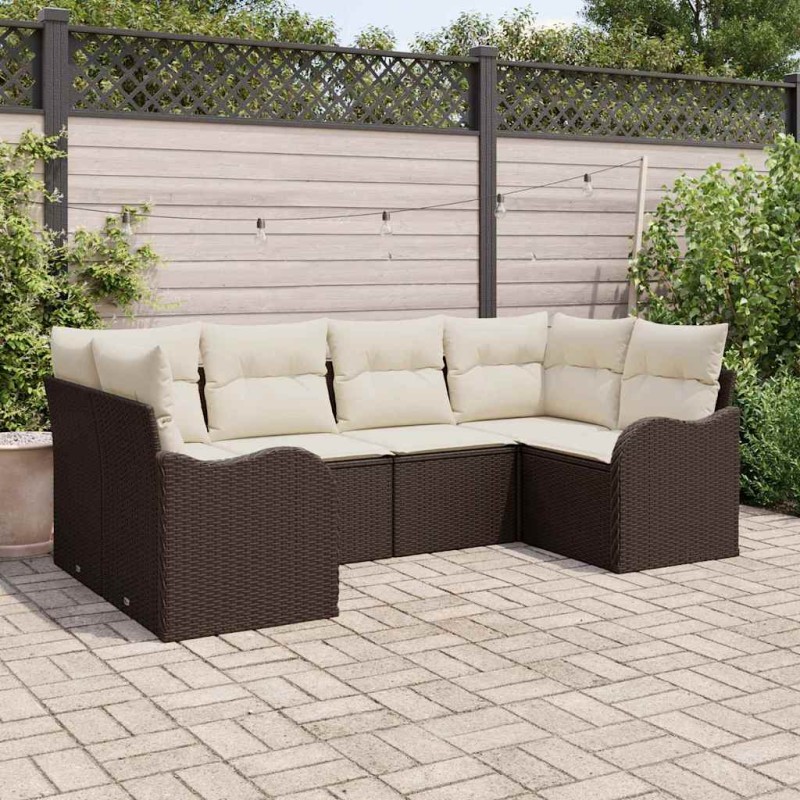 vidaXL Set da Giardino in Rattan Marrone a 6 Pezzi di con Cuscini vidaXL Set da Giardino in Rattan Marrone a 6 Pezzi di con Cuscini