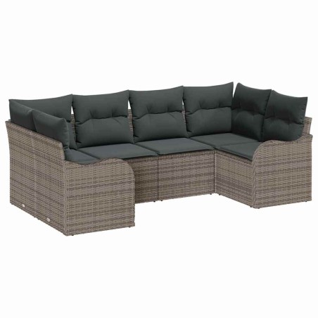 Set Divano da Giardino vidaXL 6 Pezzi con Cuscini Grigio Polyrattan
