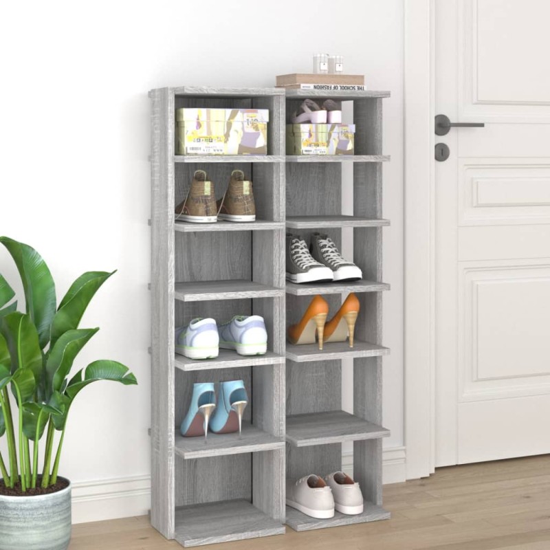 Scarpiere 2 pz Grigio Sonoma 27,5x27x102cm in Legno Multistrato Scarpiere 2 pz Grigio Sonoma 27,5x27x102cm in Legno Multistrato