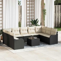 vidaXL Set di divani da giardino da 9 pezzi con cuscini in polyrattan marrone