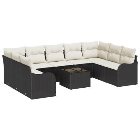 vidaXL Set di divani da giardino da 9 pezzi con cuscini in polyrattan marrone