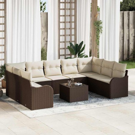 Set di Divani da Giardino vidaXL 9 Pezzi con Cuscini Grigio Polyrattan