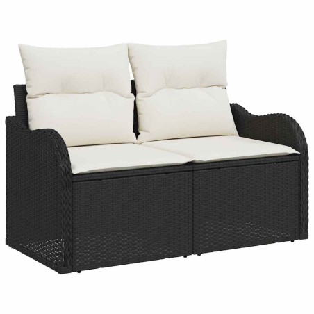 vidaXL Set Divano da Giardino da 10 Pezzi con Cuscini Neri in Rattan Sintetico
