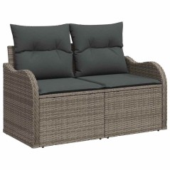 vidaXL Set Divano da Giardino 10 Pezzi con Cuscini Grigi in Rattan