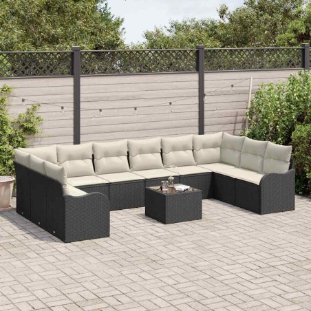 vidaXL Set Divano da Giardino da 10 Pezzi con Cuscini in Rattan Sintetico Marrone.