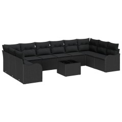 vidaXL Set da Giardino 11 Pezzi con Cuscini in Rattan Beige