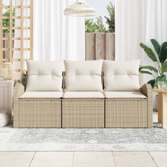 vidaXL Set Giardino 3 Pezzi con Cuscini Beige in Polyrattan