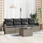 vidaXL Set Divano da Giardino da 5 Pezzi con Cuscini in Rattan Grigio vidaXL Set Divano da Giardino da 5 Pezzi con Cuscini in Rattan Grigio